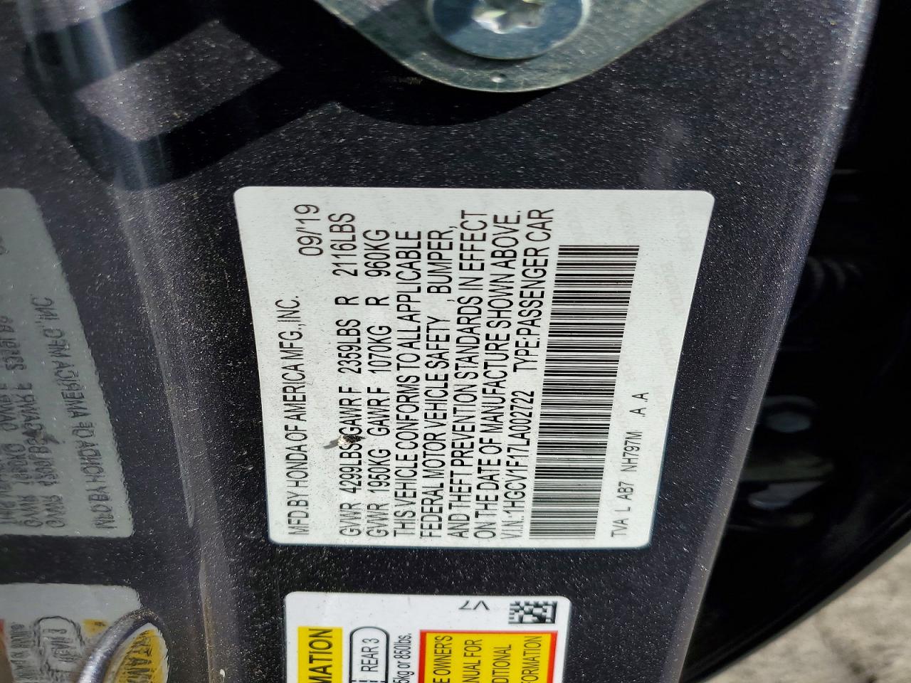 2020 HONDA ACCORD LX photo 37