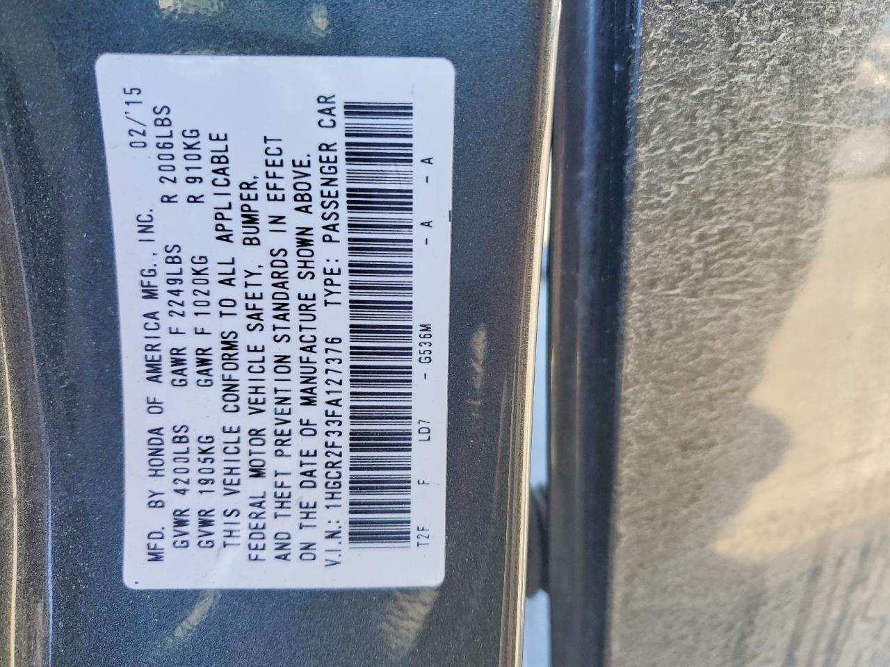 2015 HONDA ACCORD LX photo 25