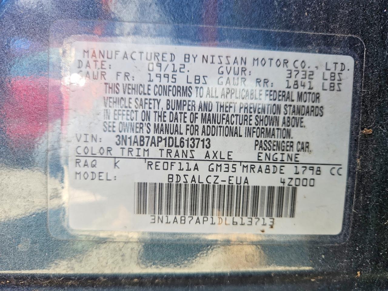 2013 NISSAN SENTRA S photo 13