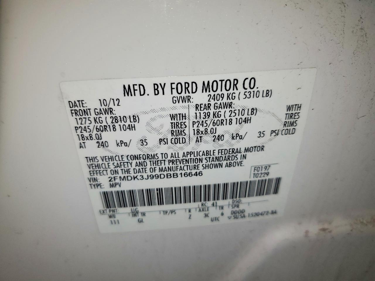 2013 FORD EDGE SEL photo 25