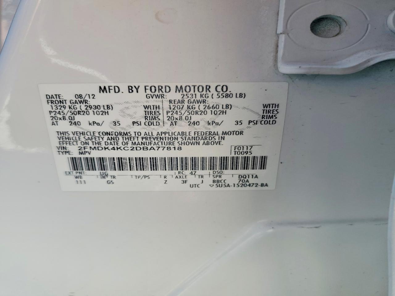 2013 FORD EDGE LIMITED photo 25