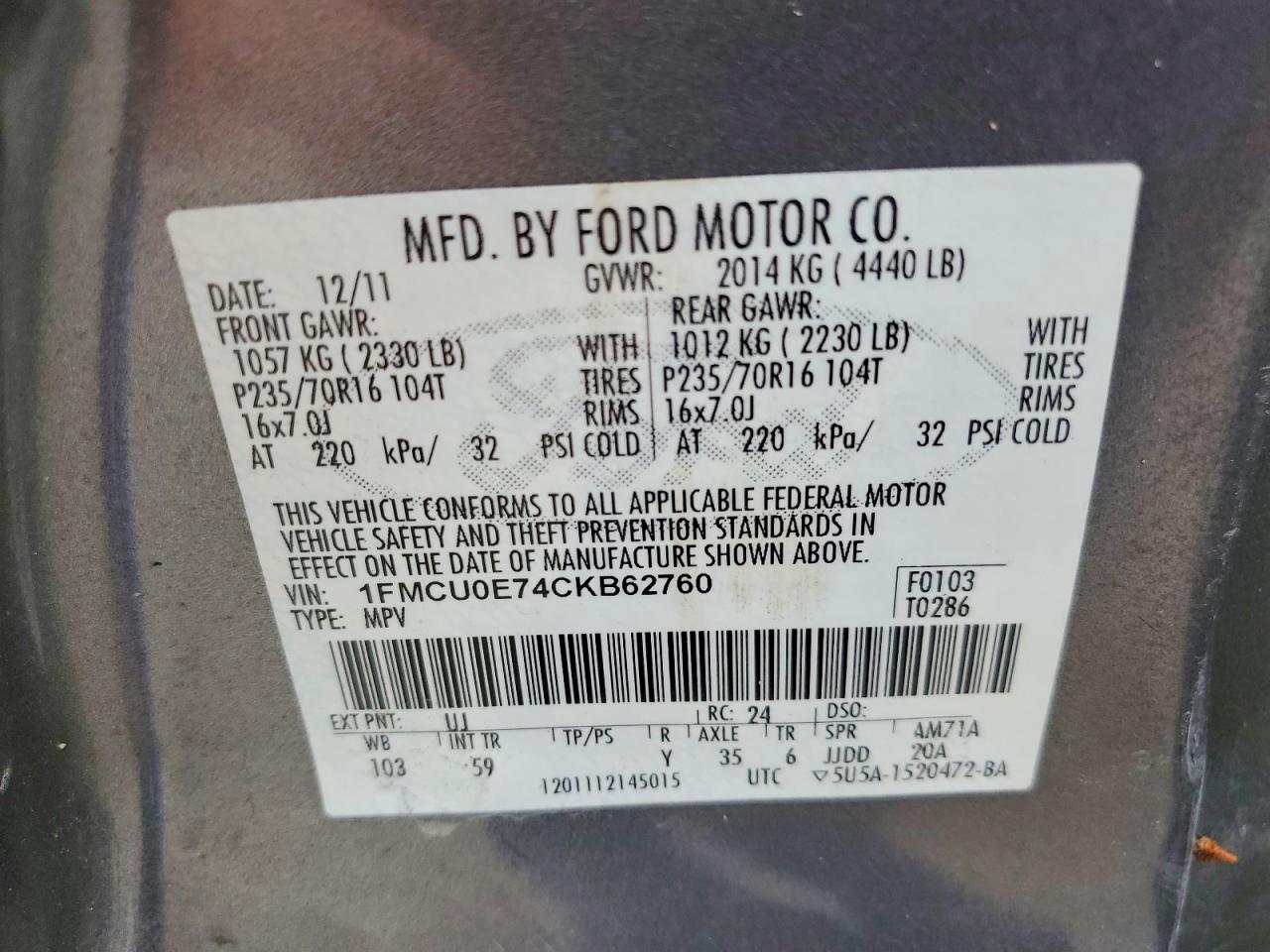 2012 FORD ESCAPE LIMITED photo 27