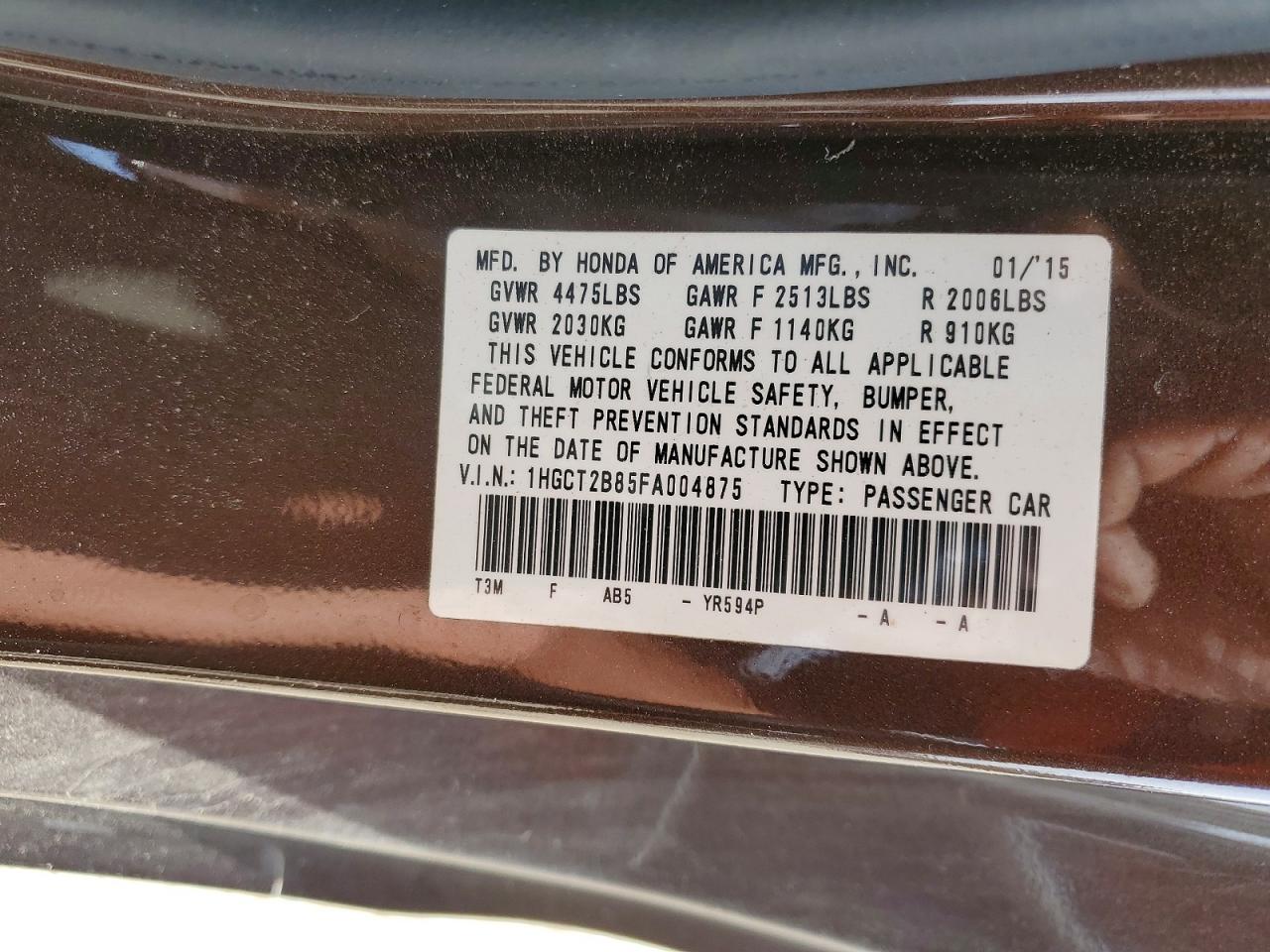 2015 HONDA ACCORD EXL photo 23