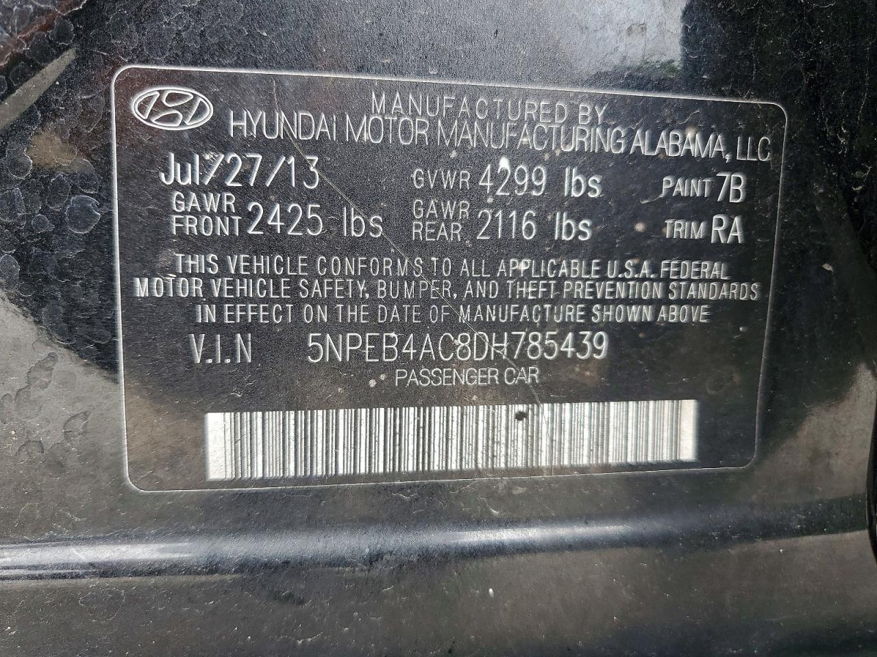 2013 HYUNDAI SONATA GLS photo 25