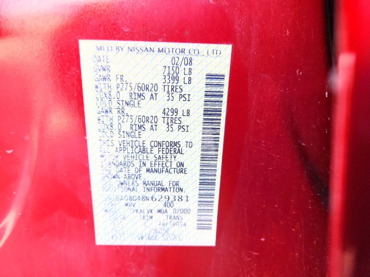 2008 NISSAN ARMADA SE FFV photo 37