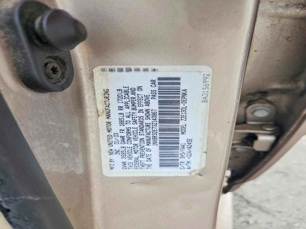 2003 TOYOTA COROLLA LE photo 12