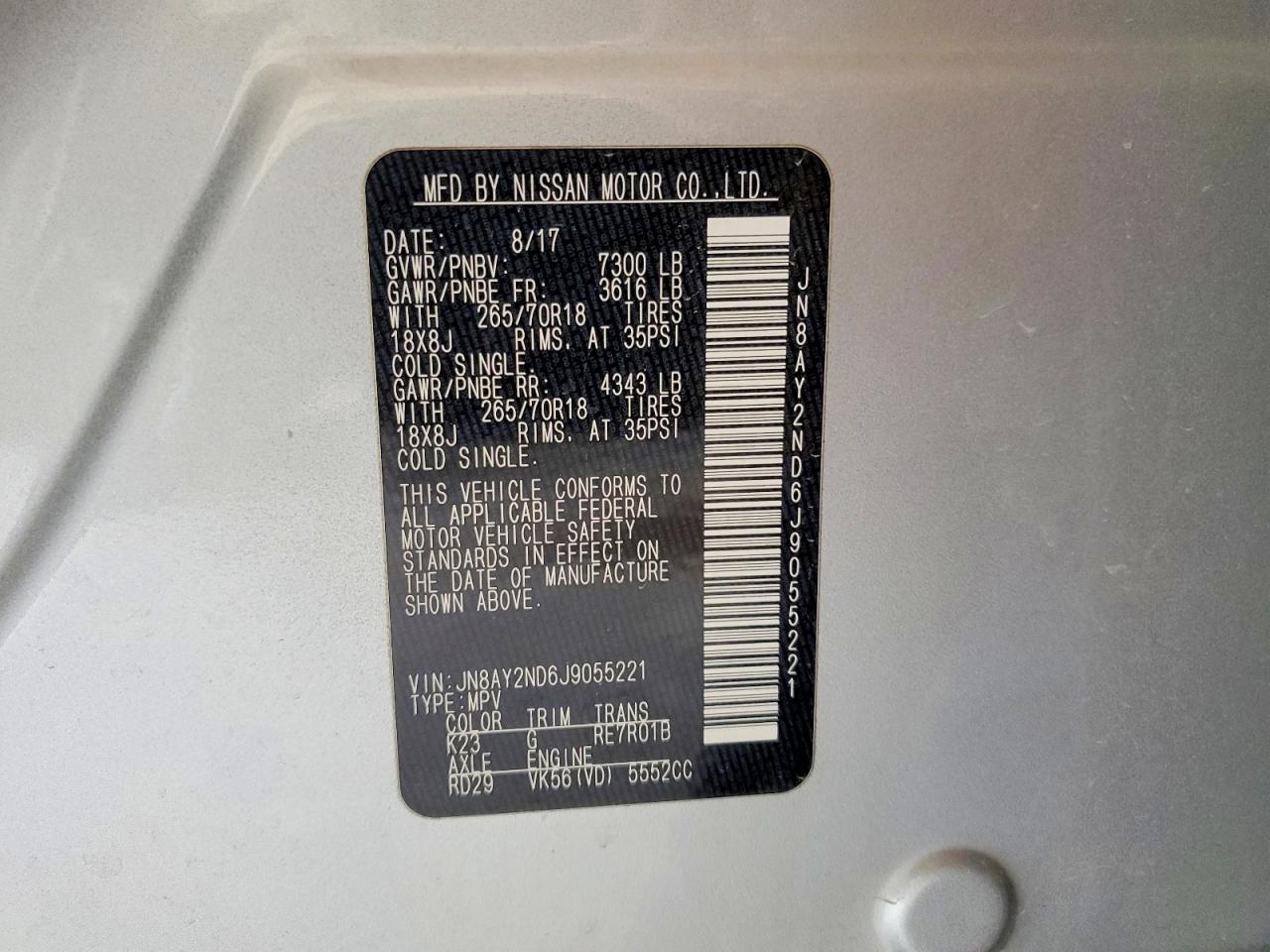 2018 NISSAN ARMADA SV photo 27