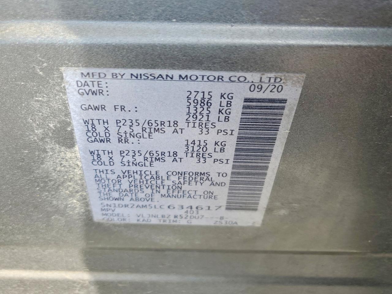 2020 NISSAN PATHFINDER S photo 27