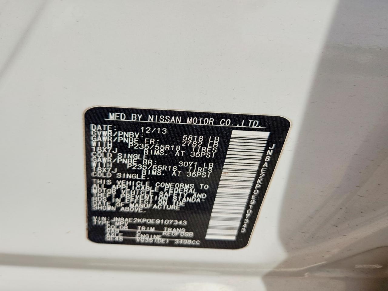 2014 NISSAN QUEST 3.5 SL photo 14