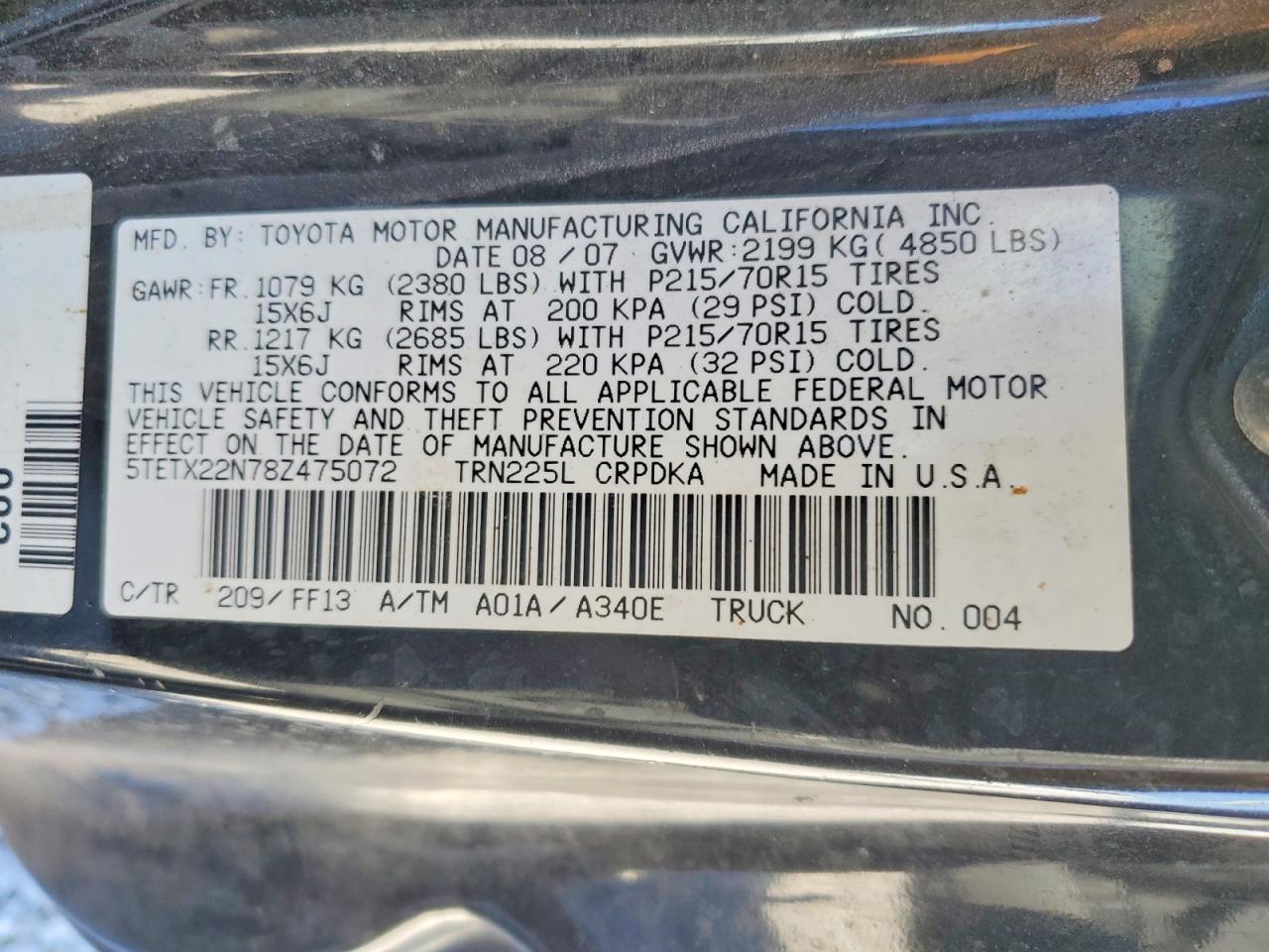 2008 TOYOTA TACOMA BASE photo 23