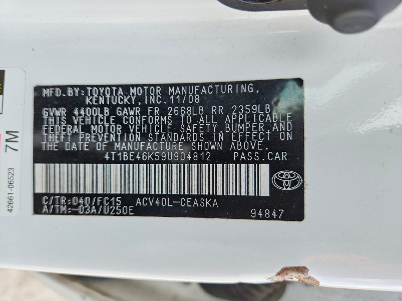 2009 TOYOTA CAMRY SE photo 23