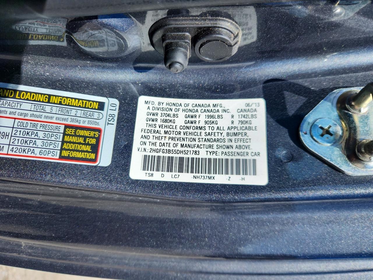 2013 HONDA CIVIC LX photo 34
