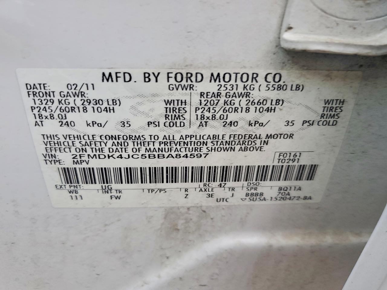 2011 FORD EDGE SEL photo 25