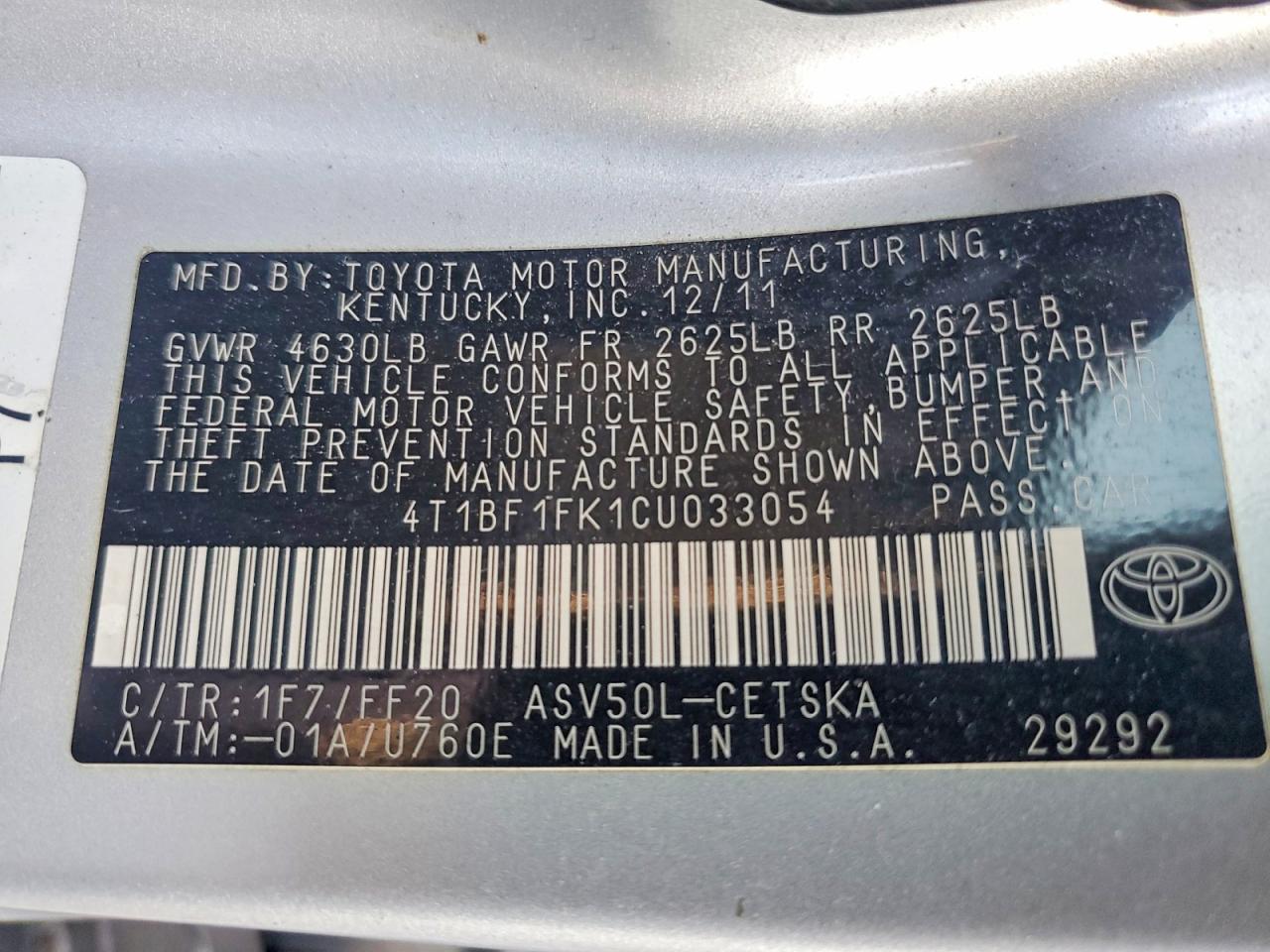2012 TOYOTA CAMRY SE photo 23
