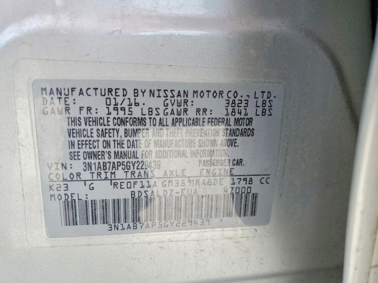 2016 NISSAN SENTRA SV photo 23