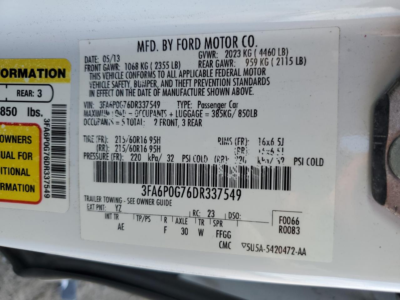 2013 FORD FUSION photo 23