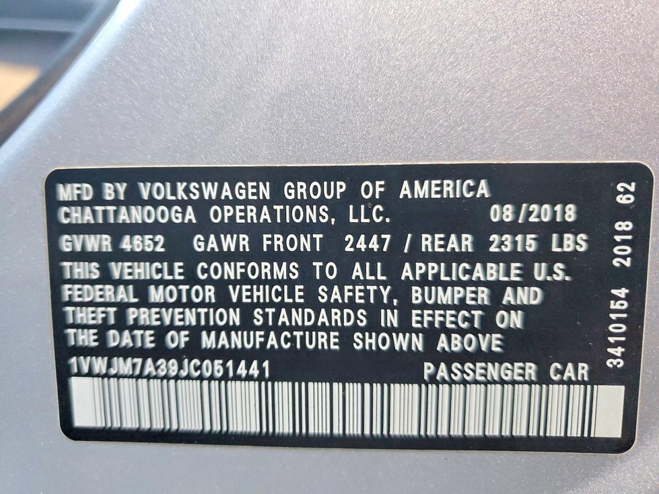 2018 VOLKSWAGEN PASSAT GT photo 23