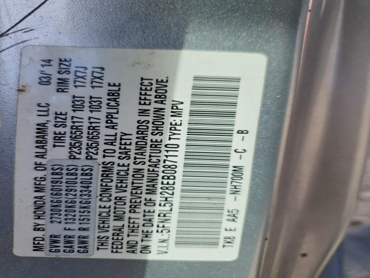 2014 HONDA ODYSSEY LX photo 13