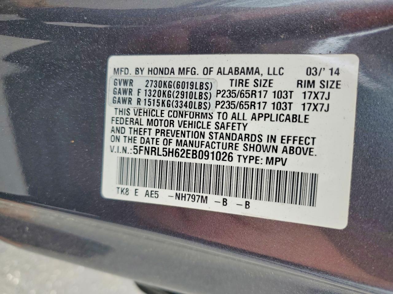 2014 HONDA ODYSSEY photo 23