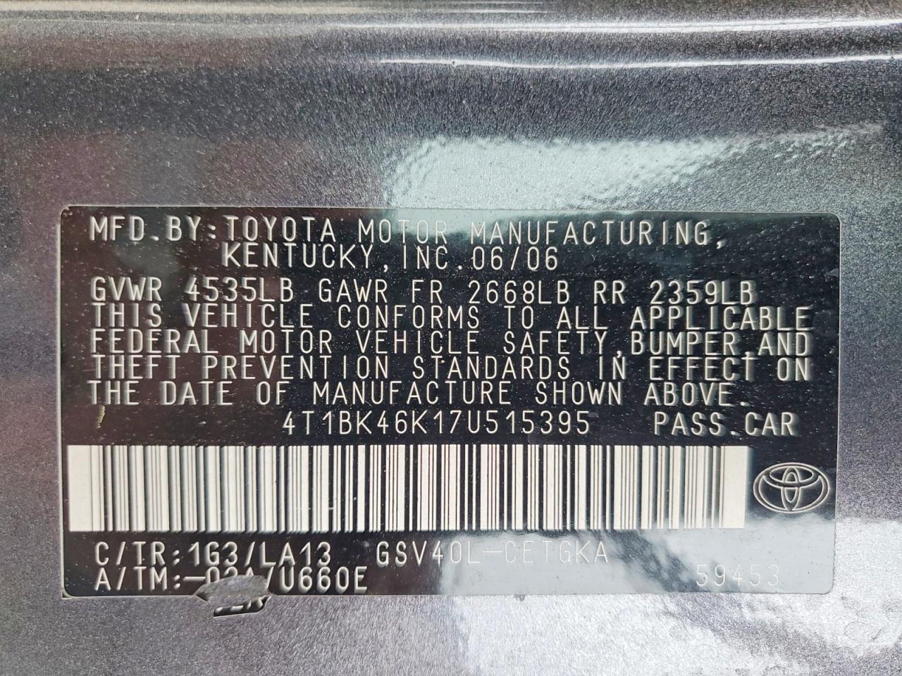 2007 TOYOTA CAMRY XLE V6 photo 23