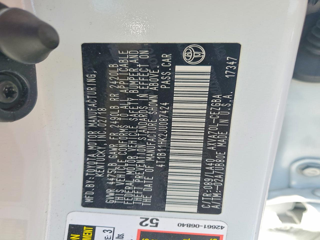 2018 TOYOTA CAMRY XLE photo 34