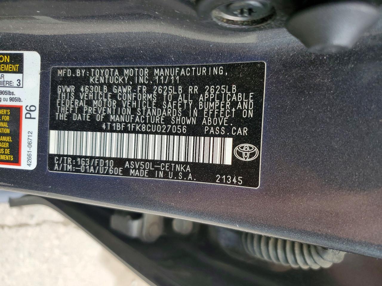2012 TOYOTA CAMRY LE photo 23