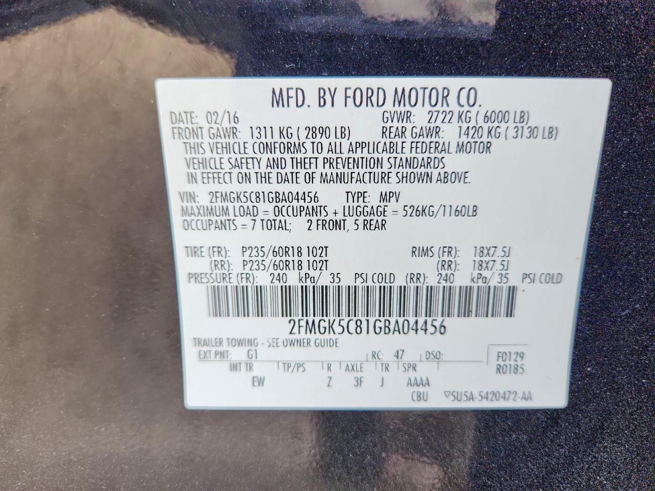 2016 FORD FLEX SEL photo 14