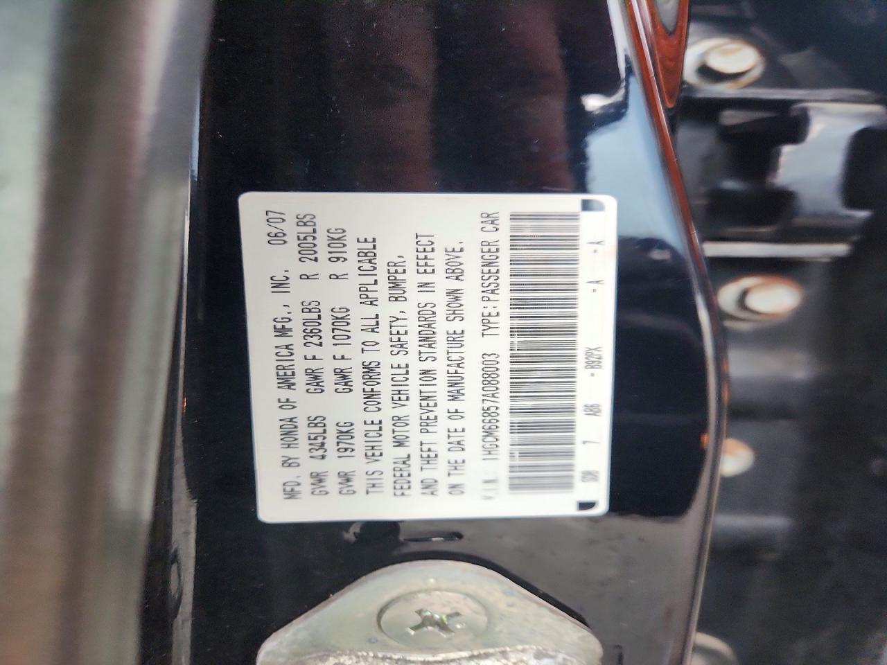 2007 HONDA ACCORD EX photo 12