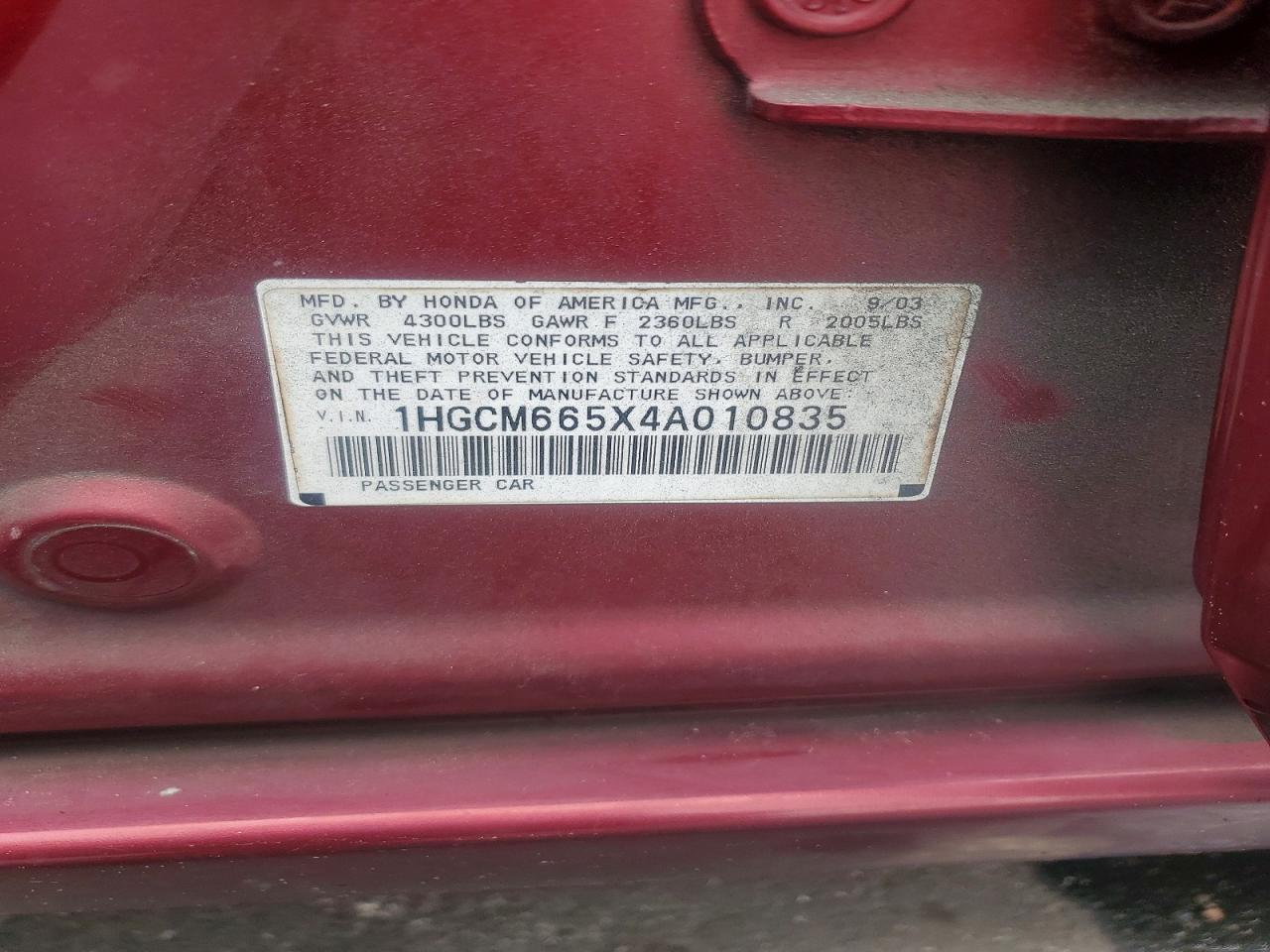 2004 HONDA ACCORD EX photo 23