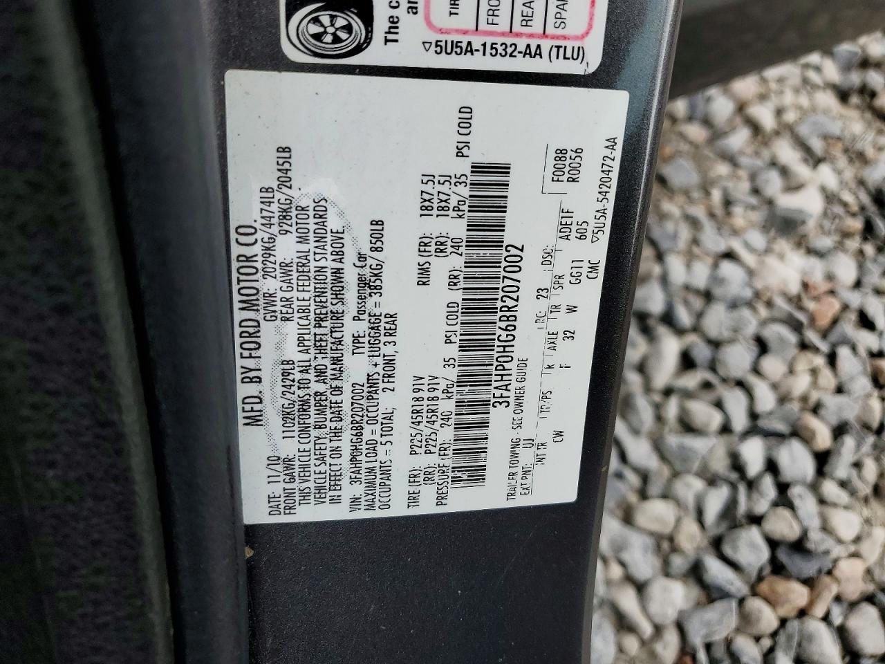 2011 FORD FUSION SE photo 34