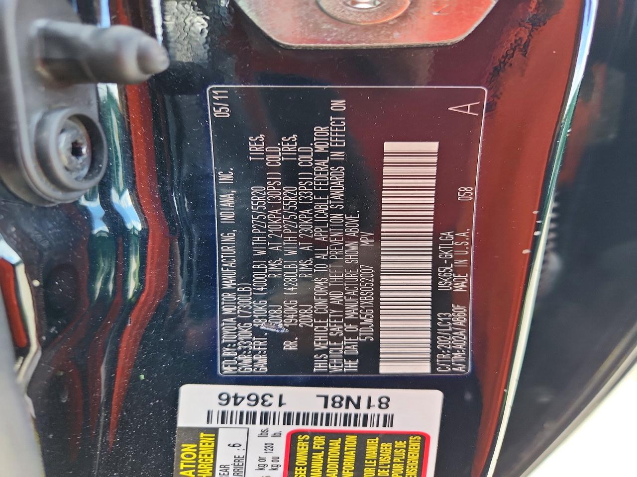 2011 TOYOTA SEQUOIA LIMITED photo 37