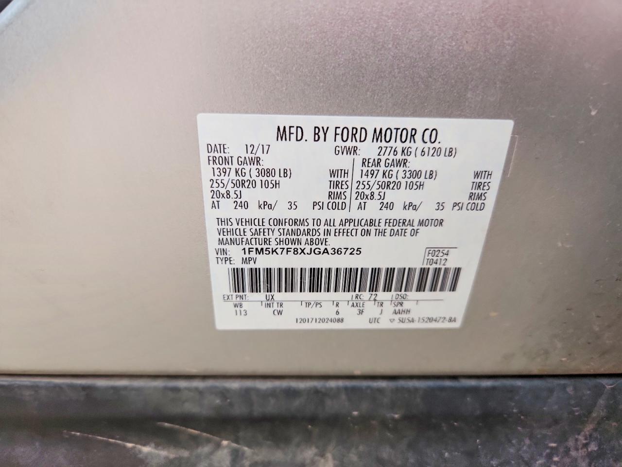 2018 FORD EXPLORER LIMITED photo 37