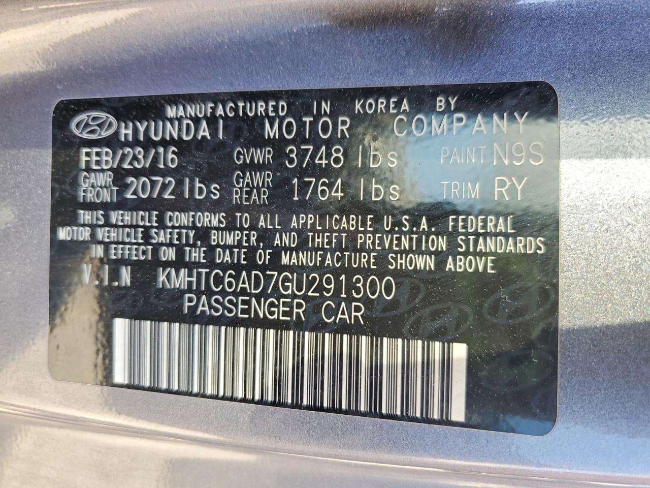 2016 HYUNDAI VELOSTER BASE photo 12