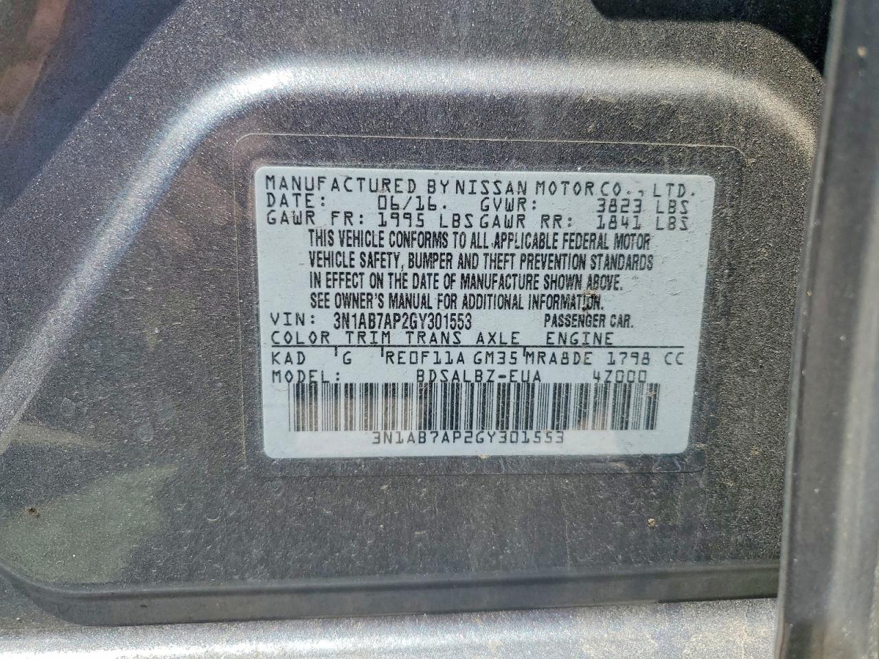 2016 NISSAN SENTRA S photo 37