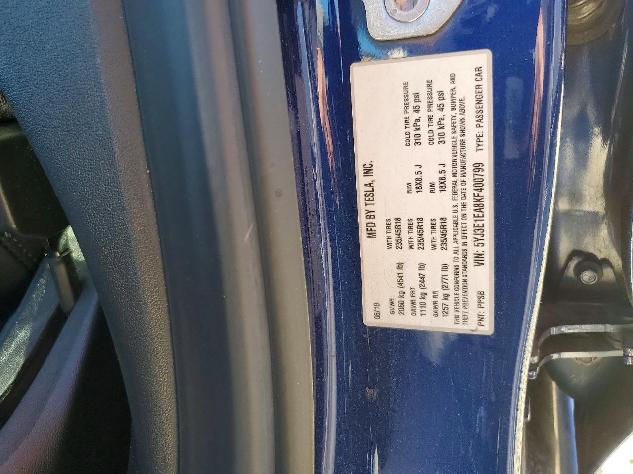 2019 TESLA MODEL 3 photo 12