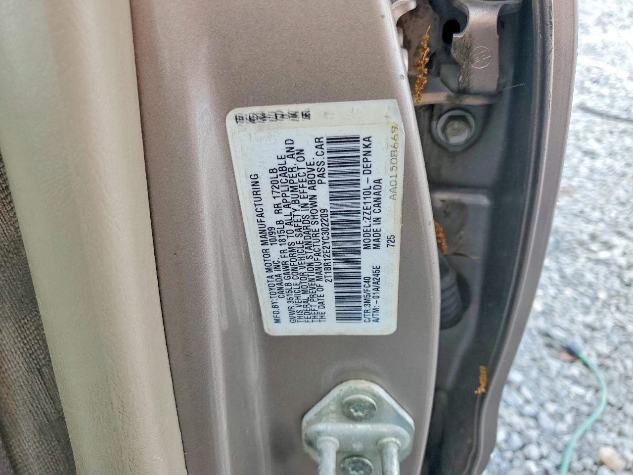 2000 TOYOTA COROLLA VE photo 23