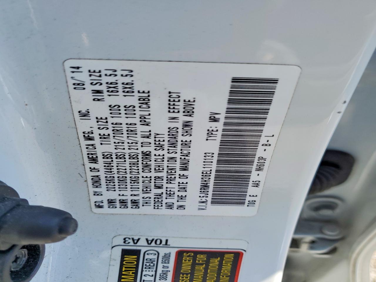 2014 HONDA CR-V LX photo 37