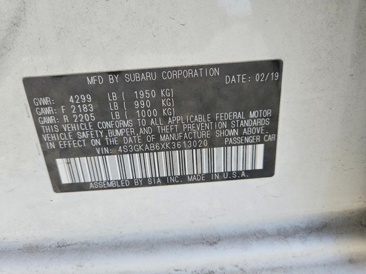2019 SUBARU IMPREZA photo 12