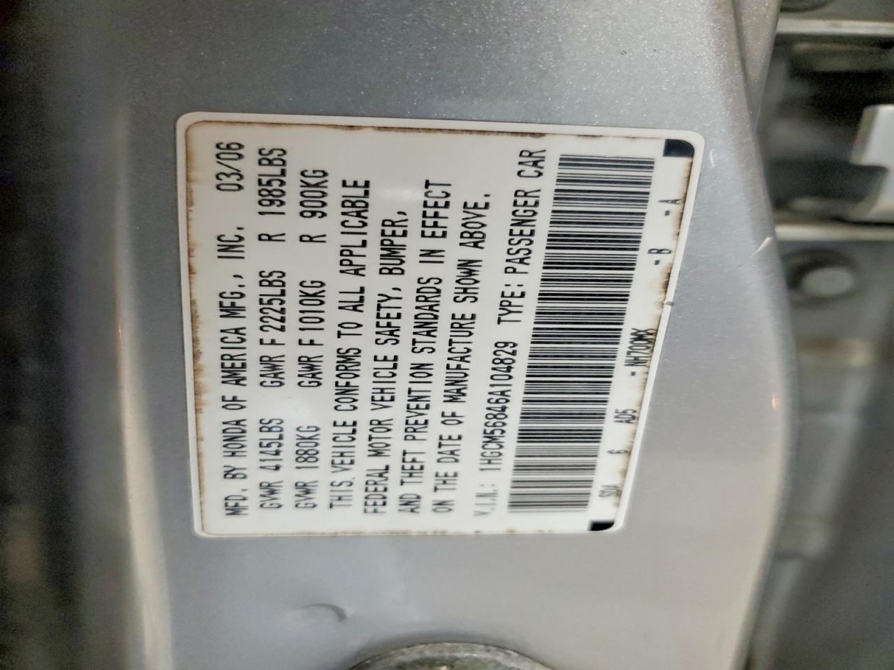 2006 HONDA ACCORD EX photo 23