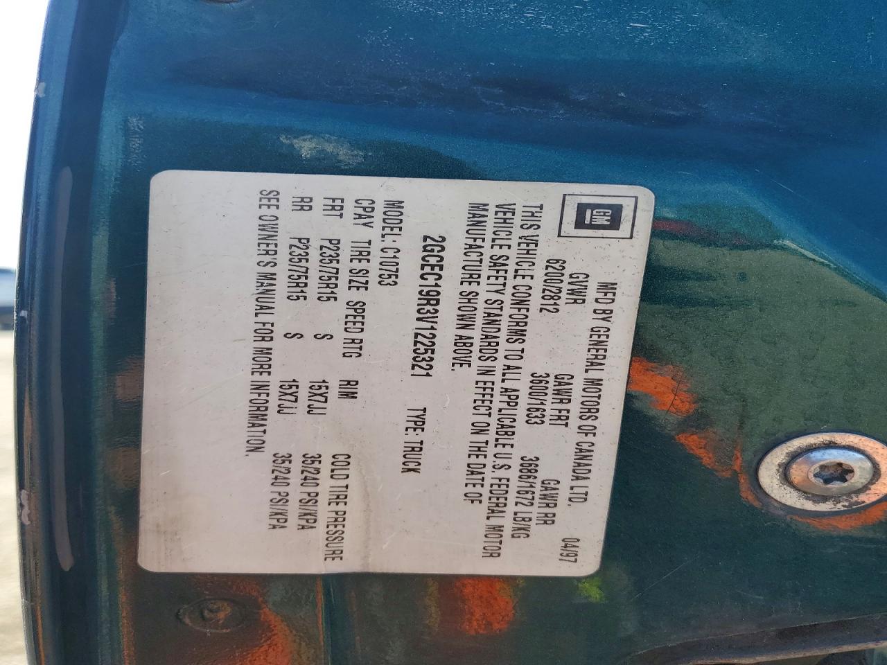 1997 CHEVROLET GMT-400 C1500 photo 23