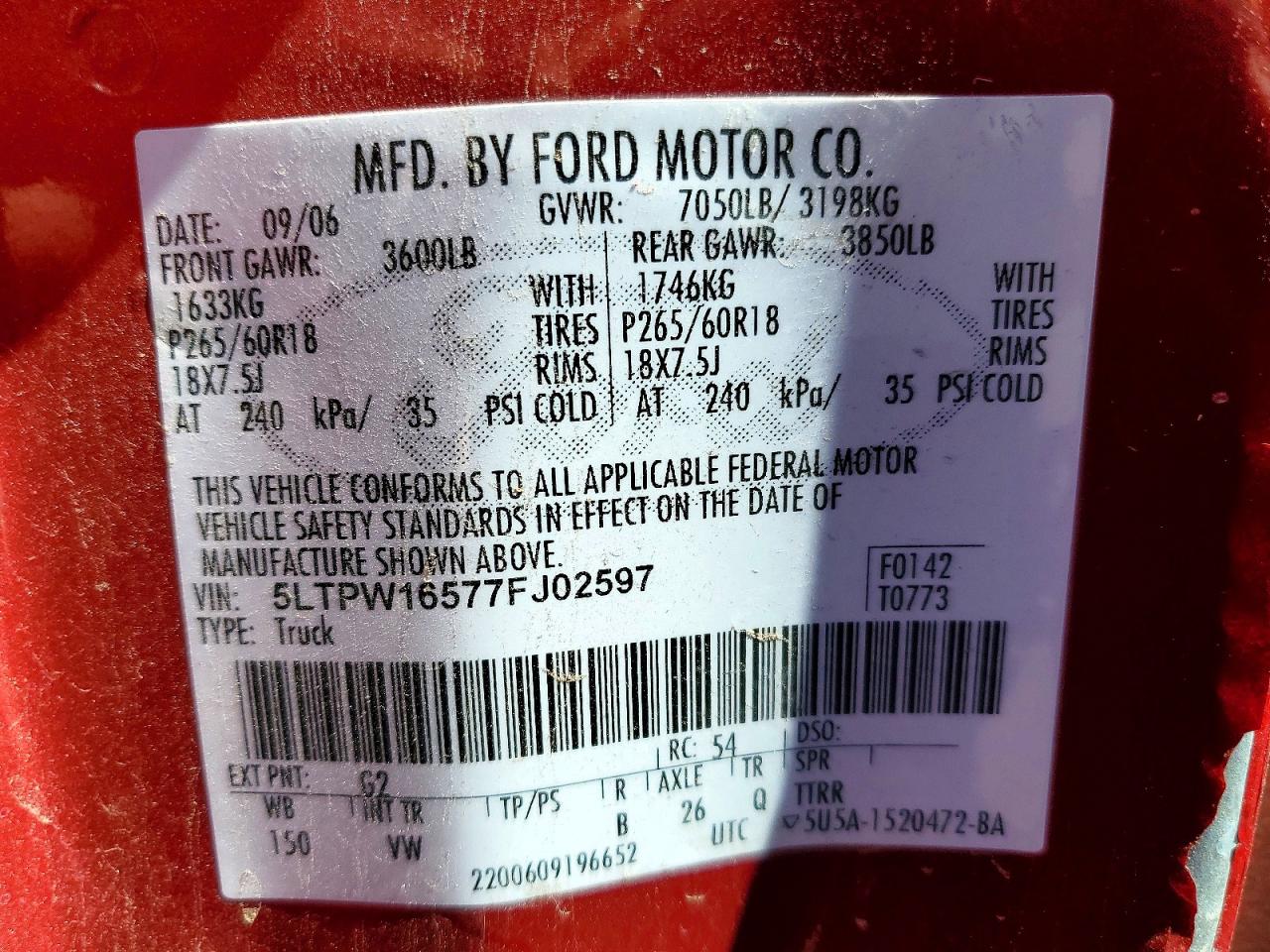 2007 LINCOLN MARK LT photo 34