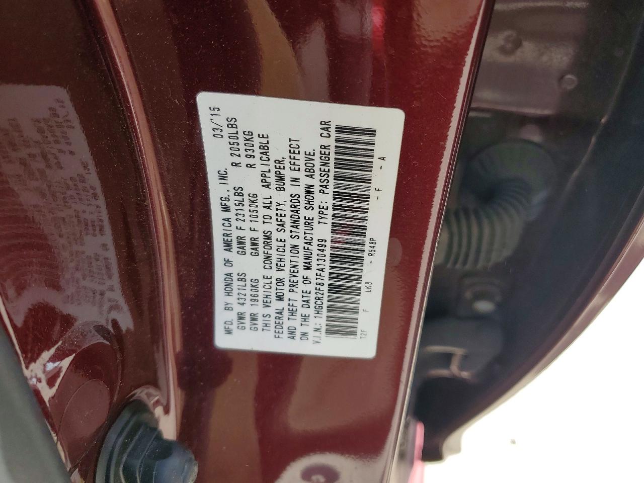 2015 HONDA ACCORD EXL photo 34