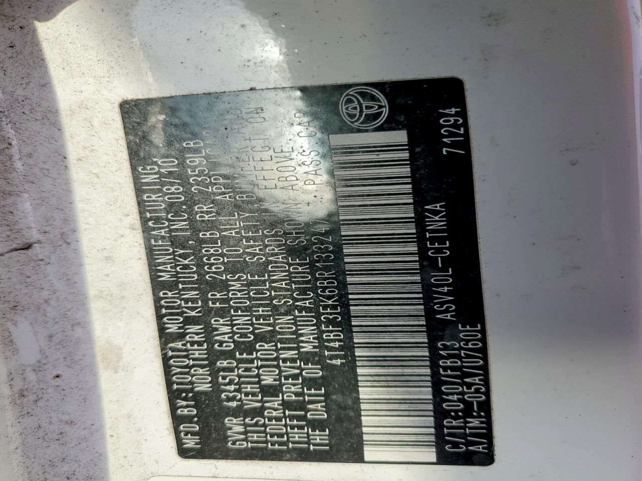 2011 TOYOTA CAMRY LE photo 23