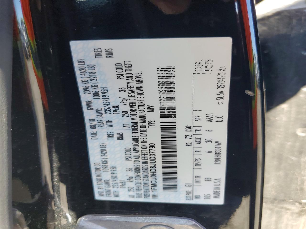 2018 FORD ESCAPE SEL photo 13
