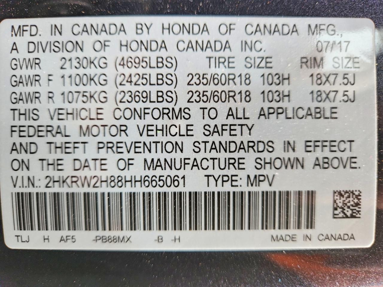 2017 HONDA CR-V EXL photo 37