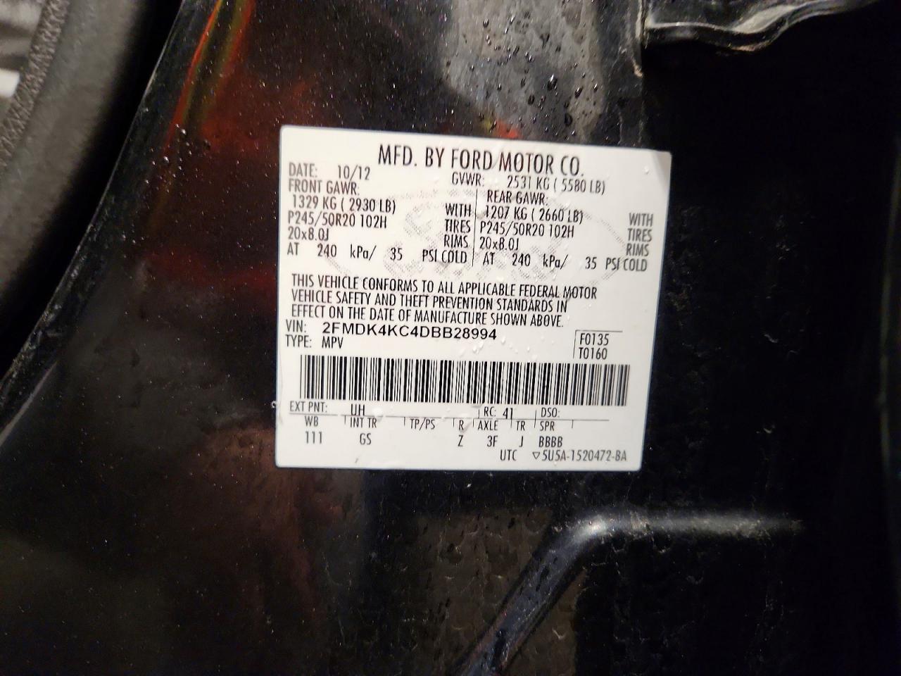 2013 FORD EDGE LIMITED photo 25