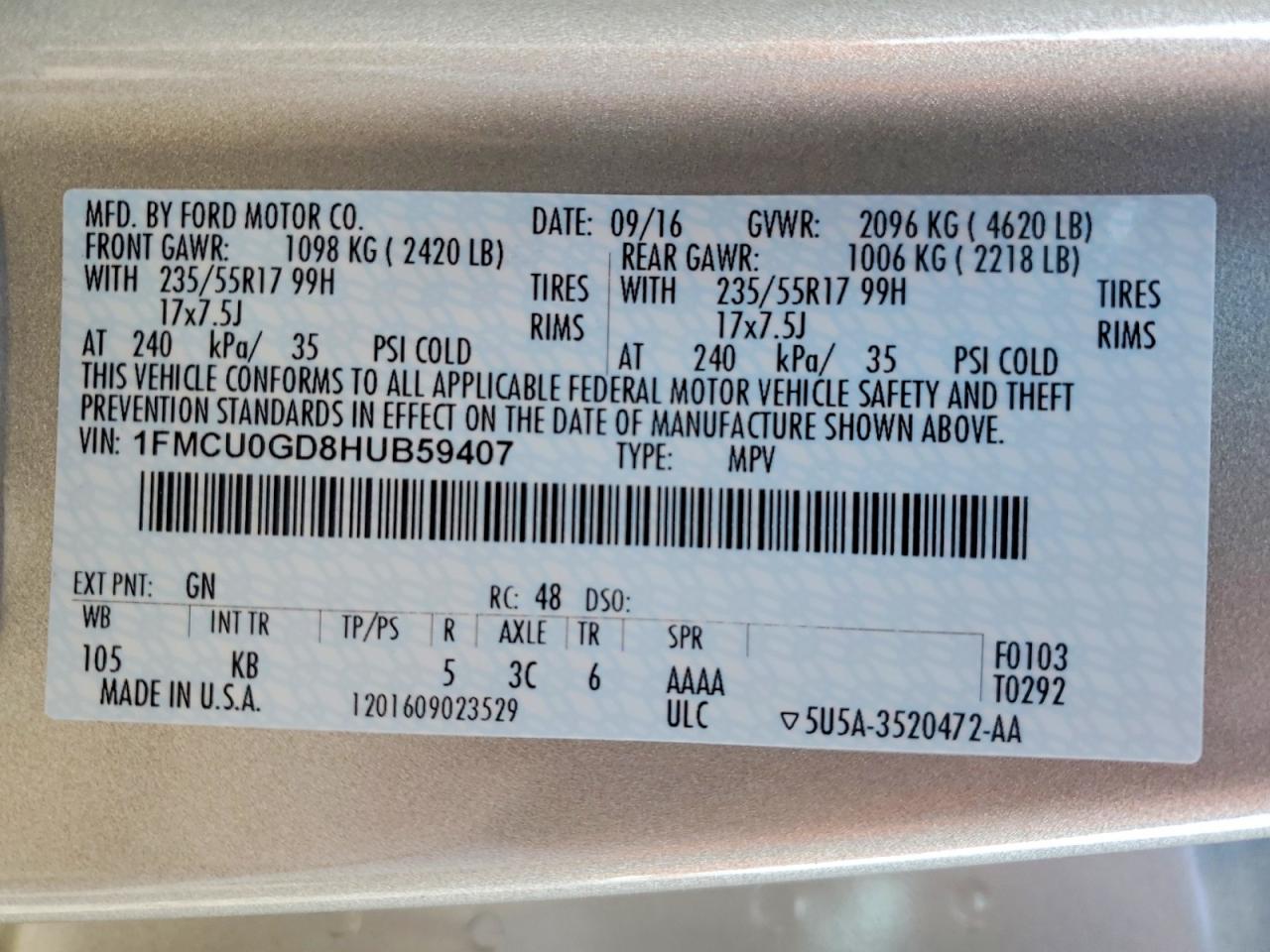 2017 FORD ESCAPE SE photo 27