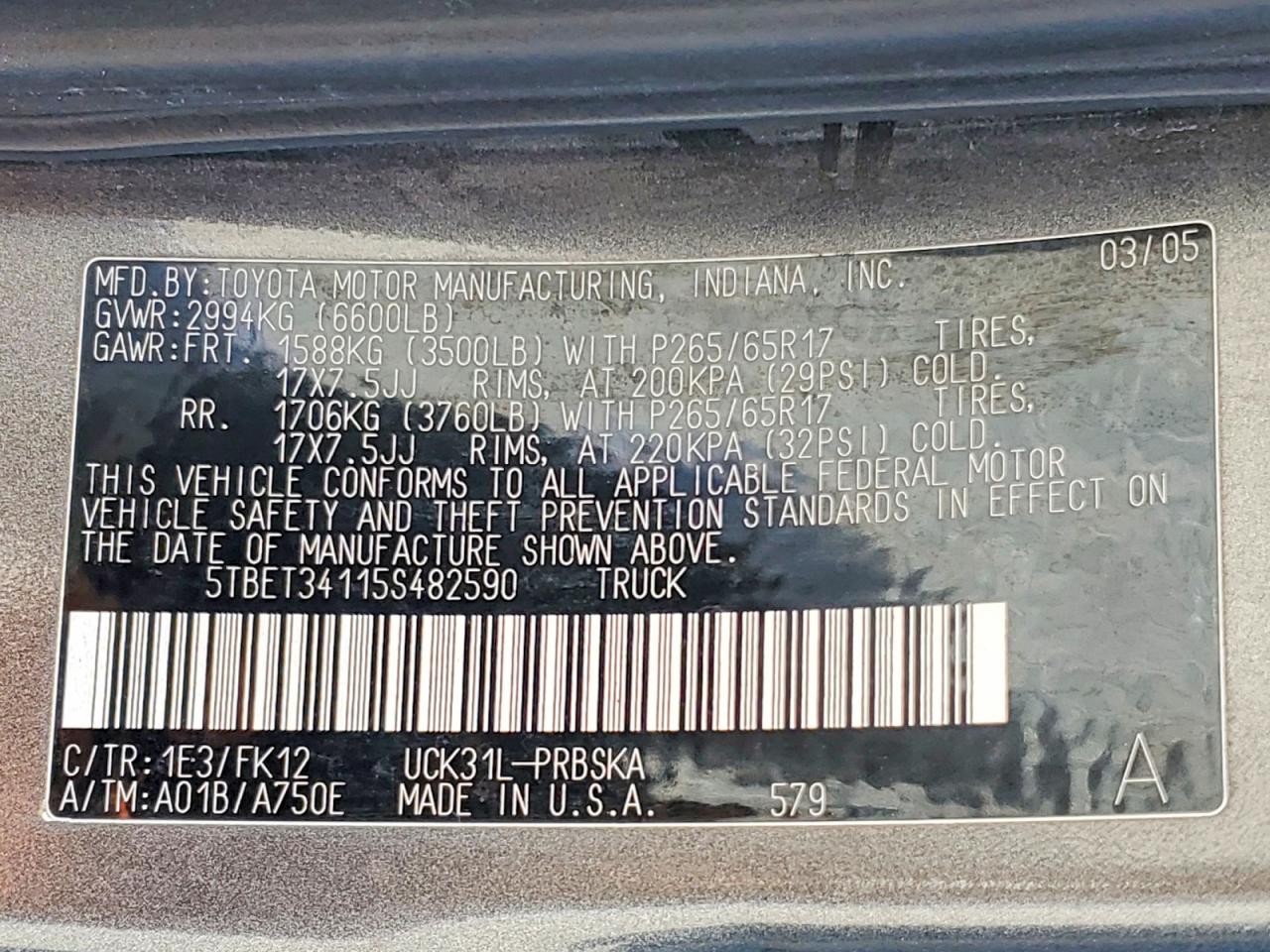 2005 TOYOTA TUNDRA SR5 photo 23