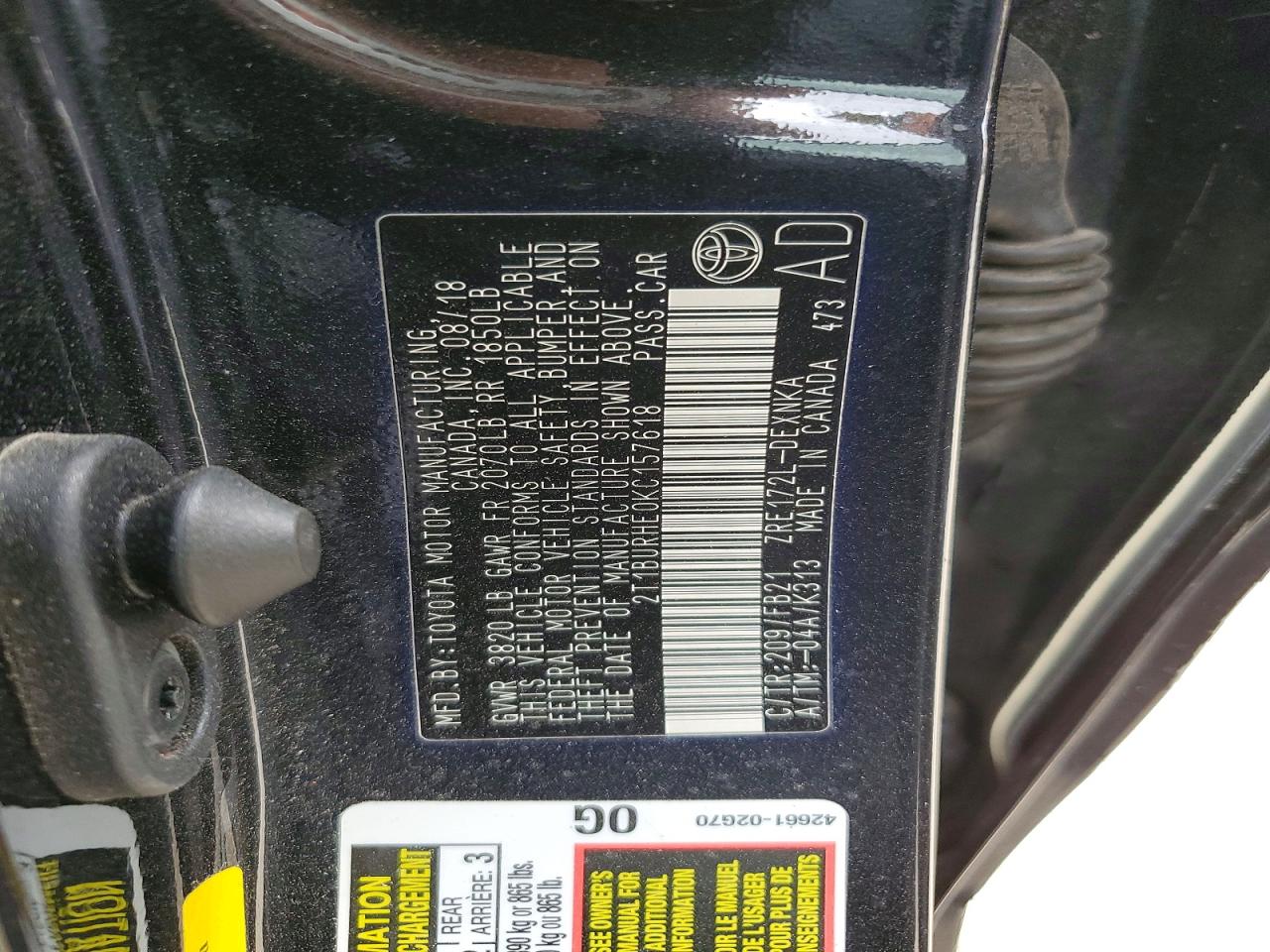 2019 TOYOTA COROLLA LE photo 34