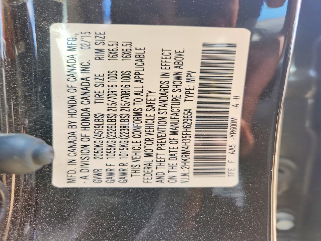 2015 HONDA CR-V LX photo 40